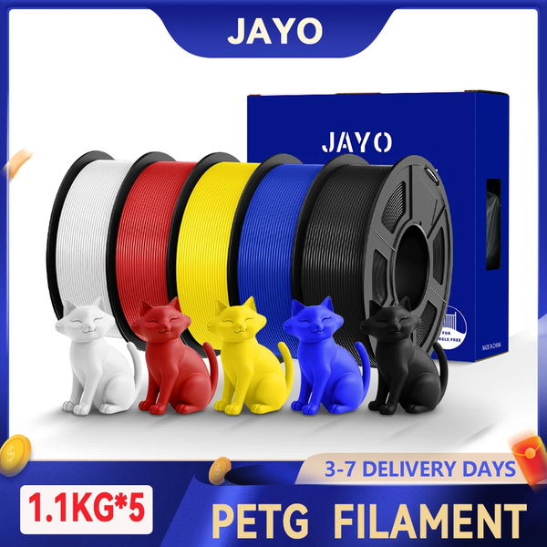 JAYO 5/10 Rolls PETG/PETG Clear 3D Printer Filament 1.75 ±0.02mm 1.1kg/roll High Toughness Neatly Wound Filament Fit Most FDM Printer